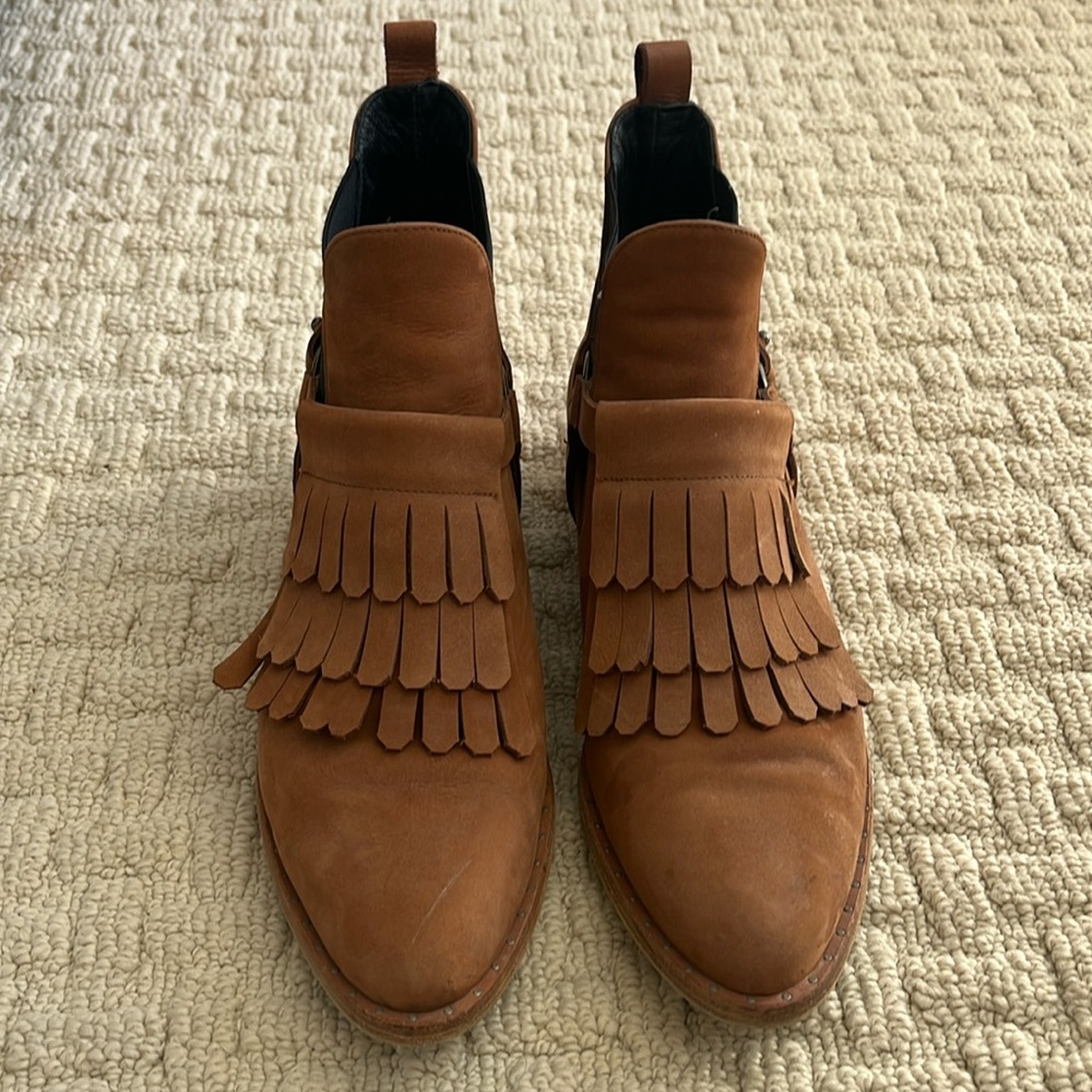 Freda Salvador Suede Fringe Ankle Boots